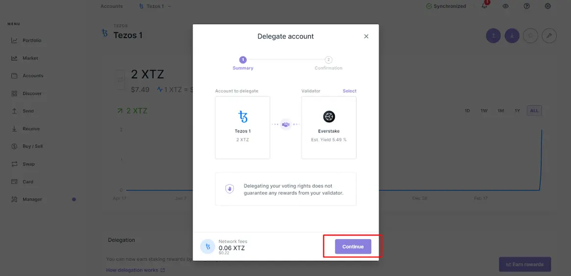 Ledger Live - Liste validateurs